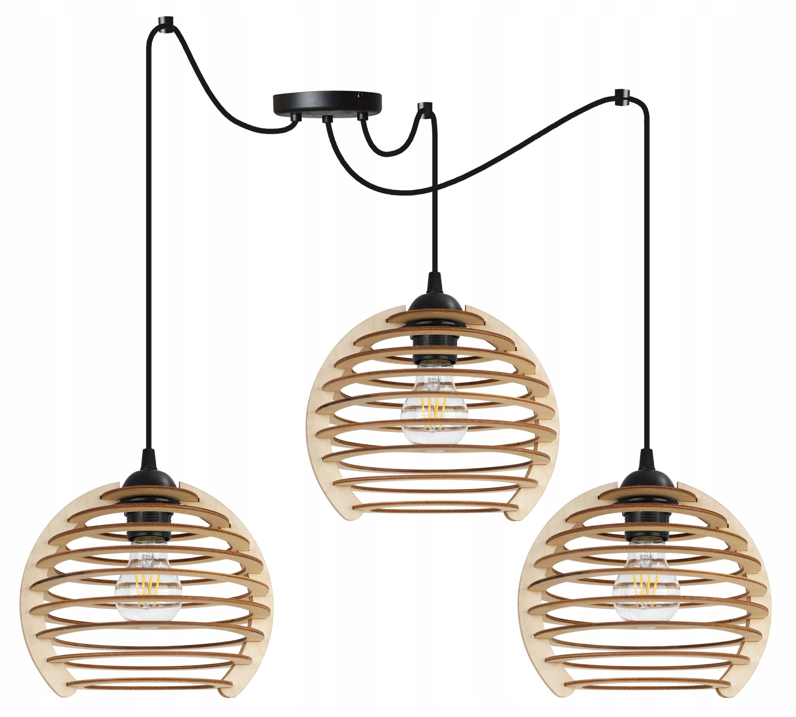 Lampa sufitowe wisząca Light Home LH Spider Timber 3x E27 60W czarny