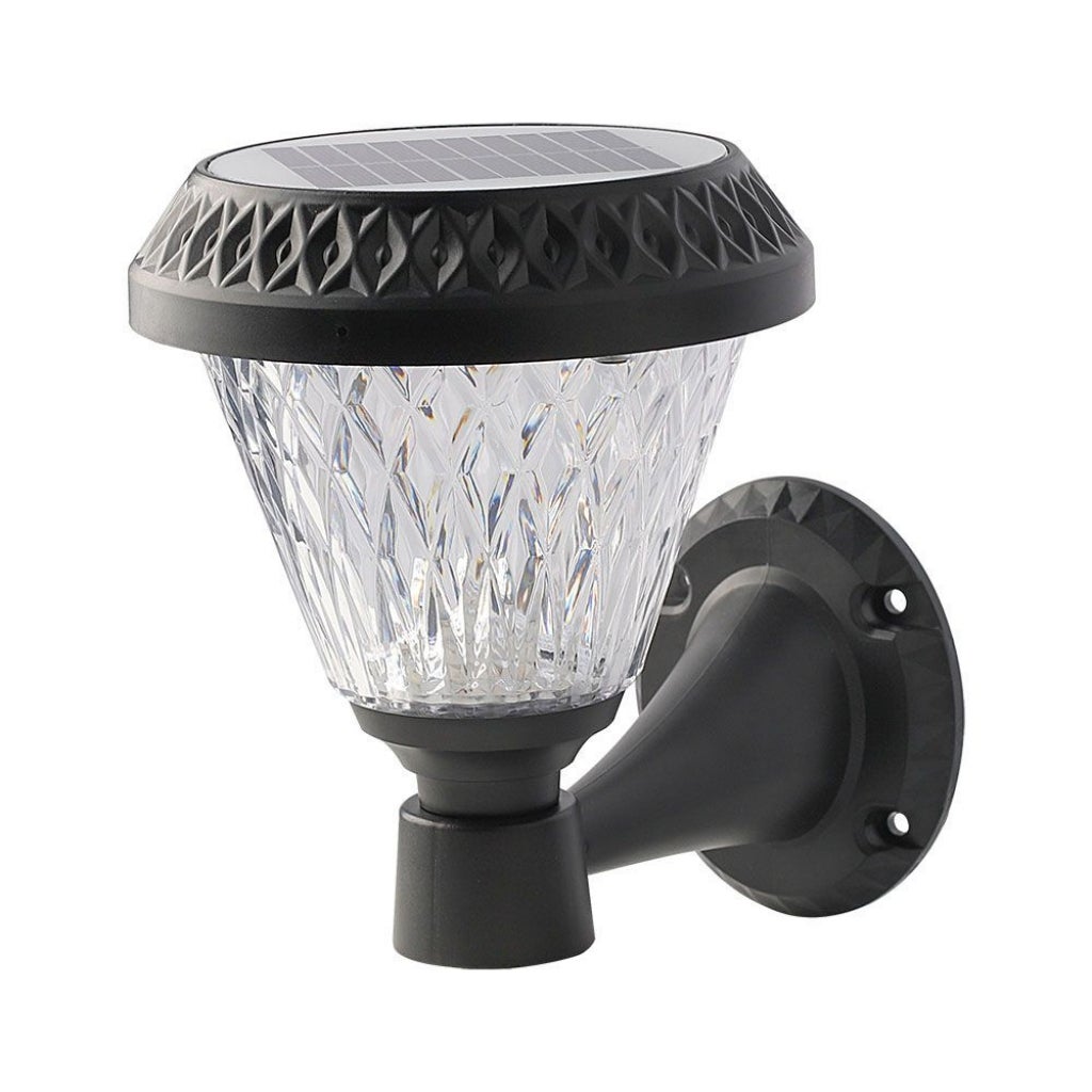 Stożkowa lampa ścienna LED zasilana energią słoneczną o mocy 0,8 W z pilotem, czarna, 3 w 1, IP44