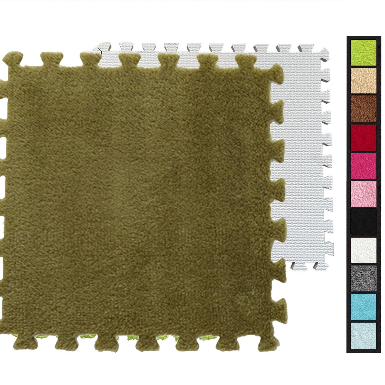 12 sztuk mat piankowych, wykładzina piankowa, z krawędziami, antypoślizgowa, płytki łączone na zatrzaski, maty piankowe 30 x 30 cm (zielone)
