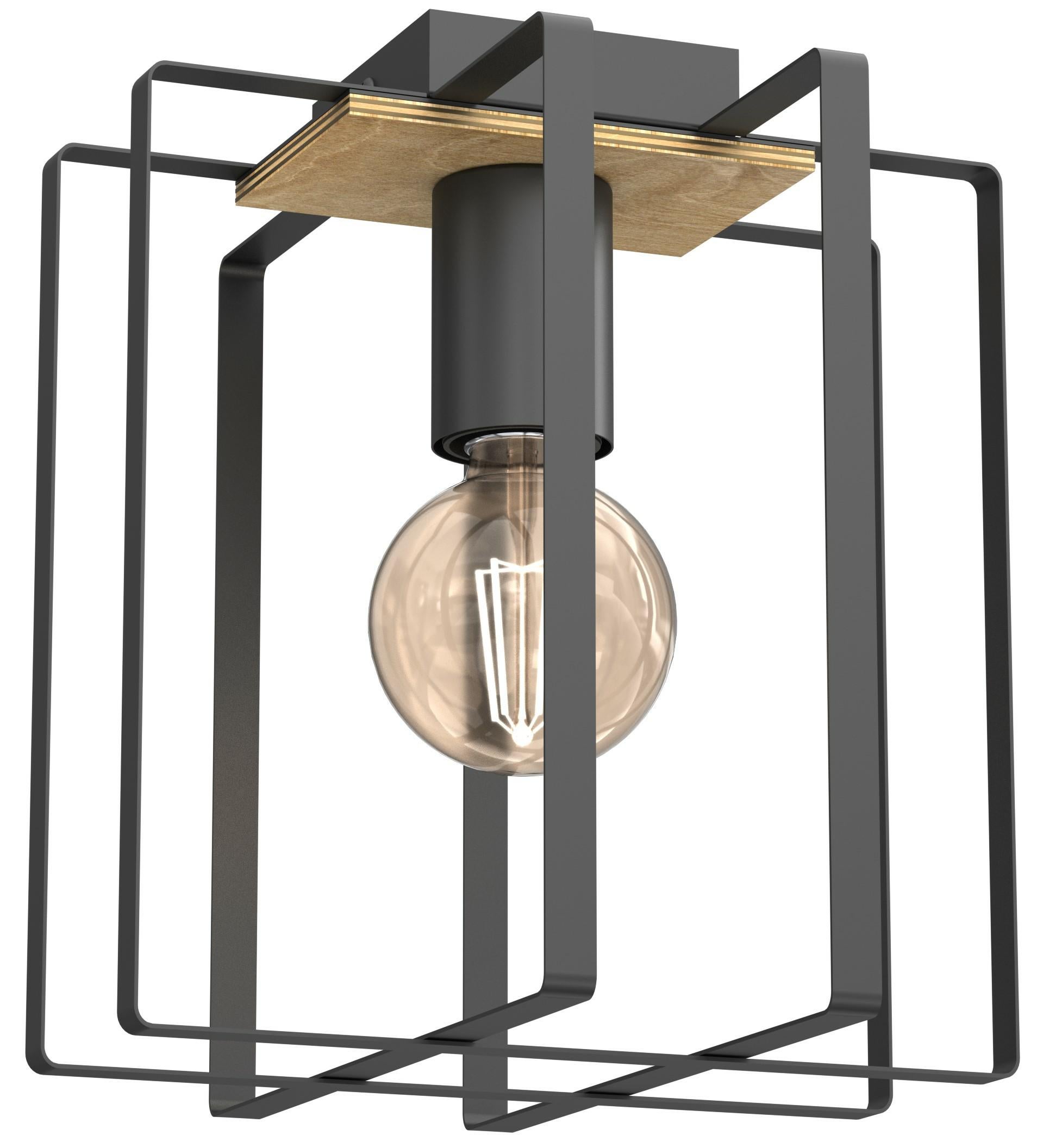 Lampa wisząca Kortez czarny mat-jasne drewno 1xE27x15W metal wym:24,5x23x23cm IP20 Luminex
