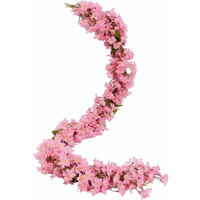 2 szt. 1,7 m Sztuczne kwiaty wiśni Sakura Wiszące kwiaty Winorośl Sztuczna girlanda Sakura Dom Ogród Dekoracja ślubna (Różowy)