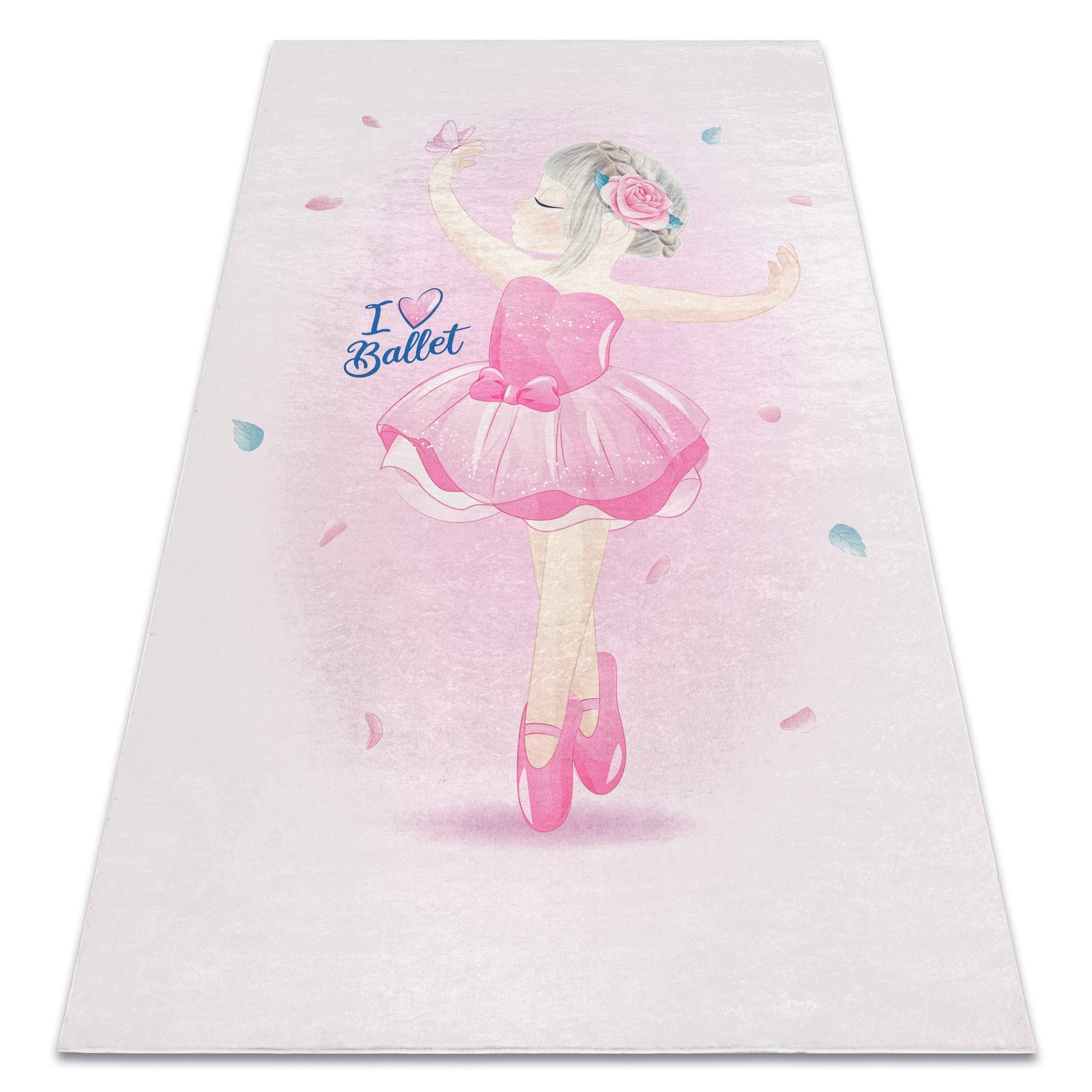 Dywan do prania BAMBINO 42830 Balerina dla dzieci, antypoślizgowy - różowy 160x220 cm