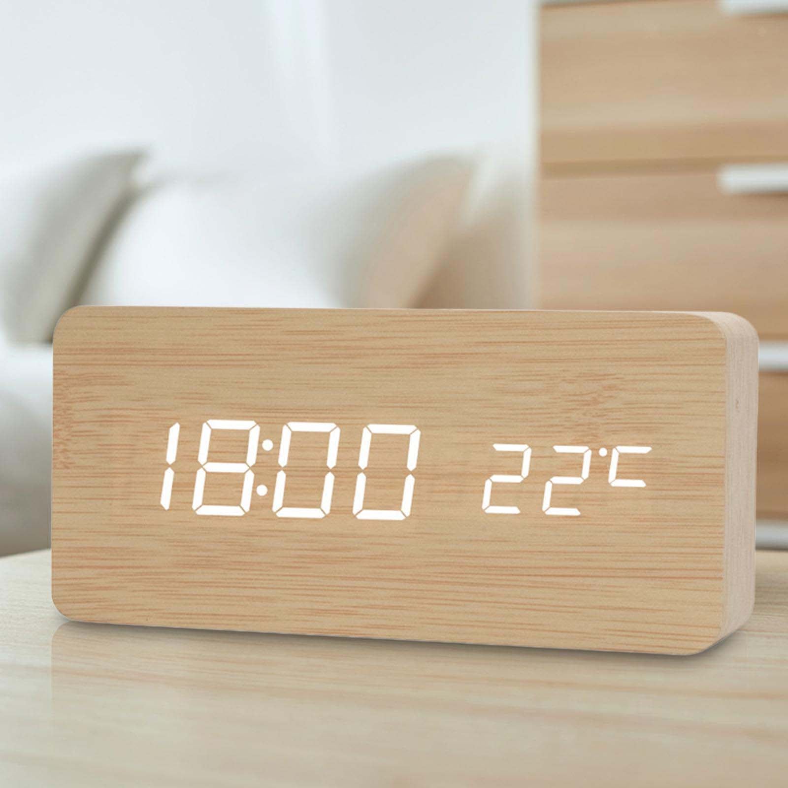 Zegar retro LED z cichym budzeniem, elegancka dekoracja na stolik nocny, nowoczesny design do sypialni, biura, salonu, pasuje do każdego wnętrza