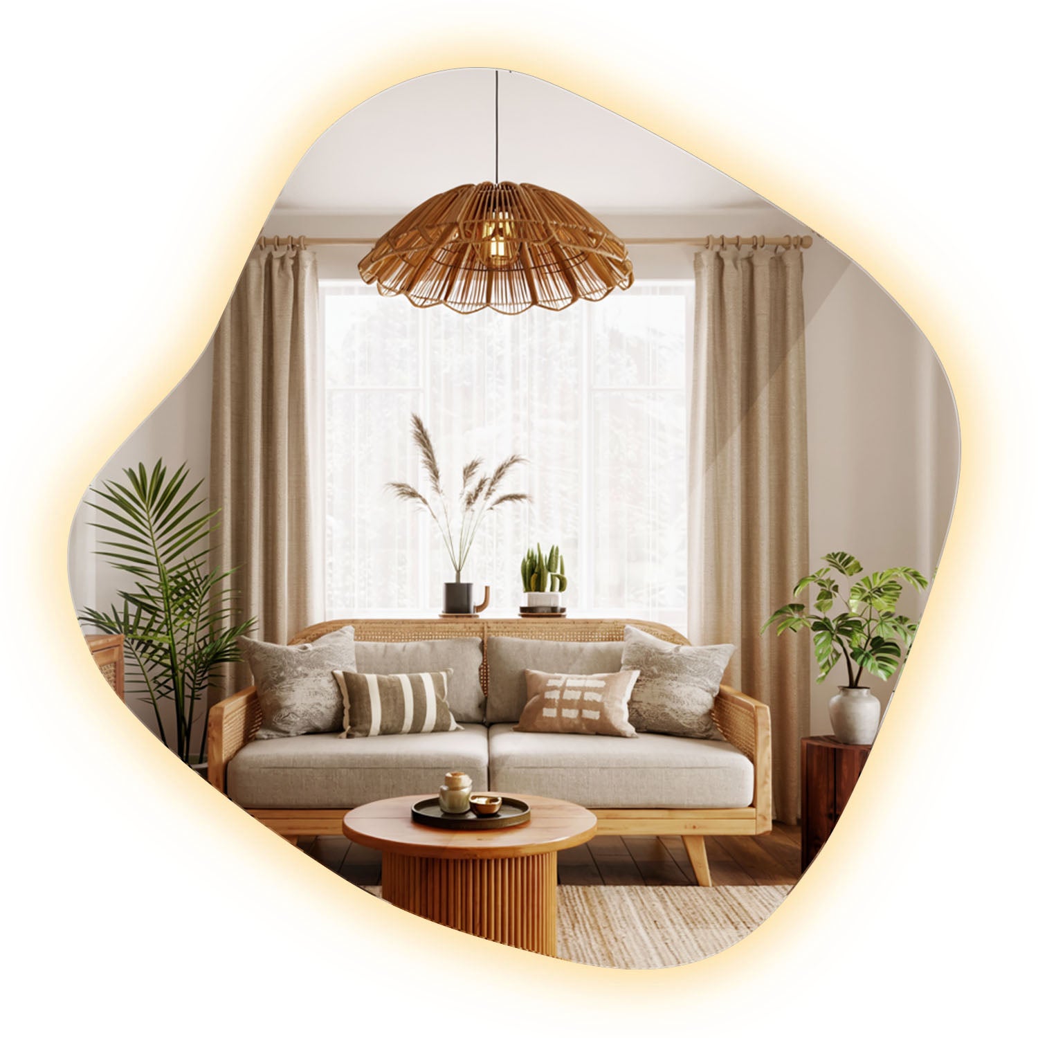 Dekoracyjne Lustro Łazienkowe Premium Podświetlane LED - ciepła barwa - 57x57,7 cm - TULUP