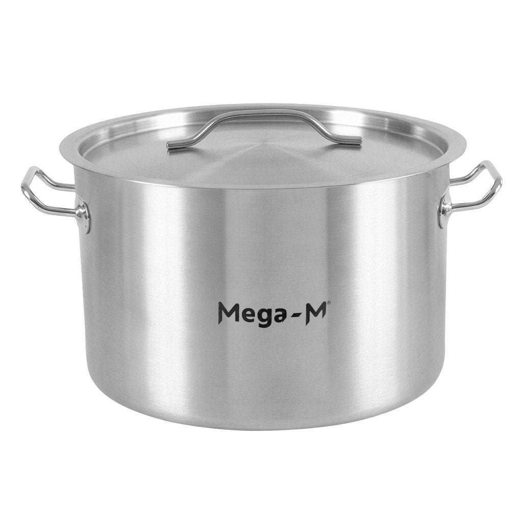 Garnek gastronomiczny niski ze stali nierdzewnej z pokrywką Mega-M Standard 23l 35x22 cm