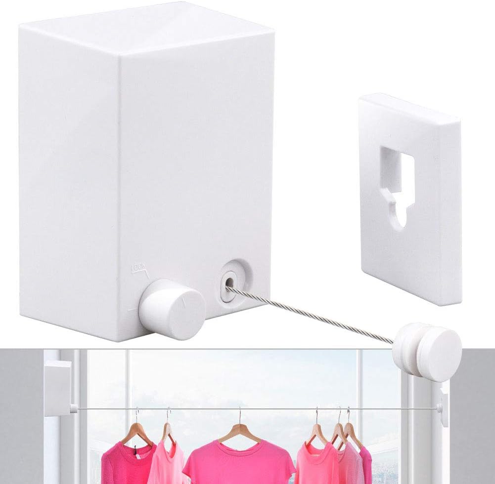Rozsuwana suszarka do ubrań do użytku wewnątrz pomieszczeń, wytrzymała obudowa ABS + aluminiowa linka do suszenia ubrań z regulowanym zwijaczem ze sta