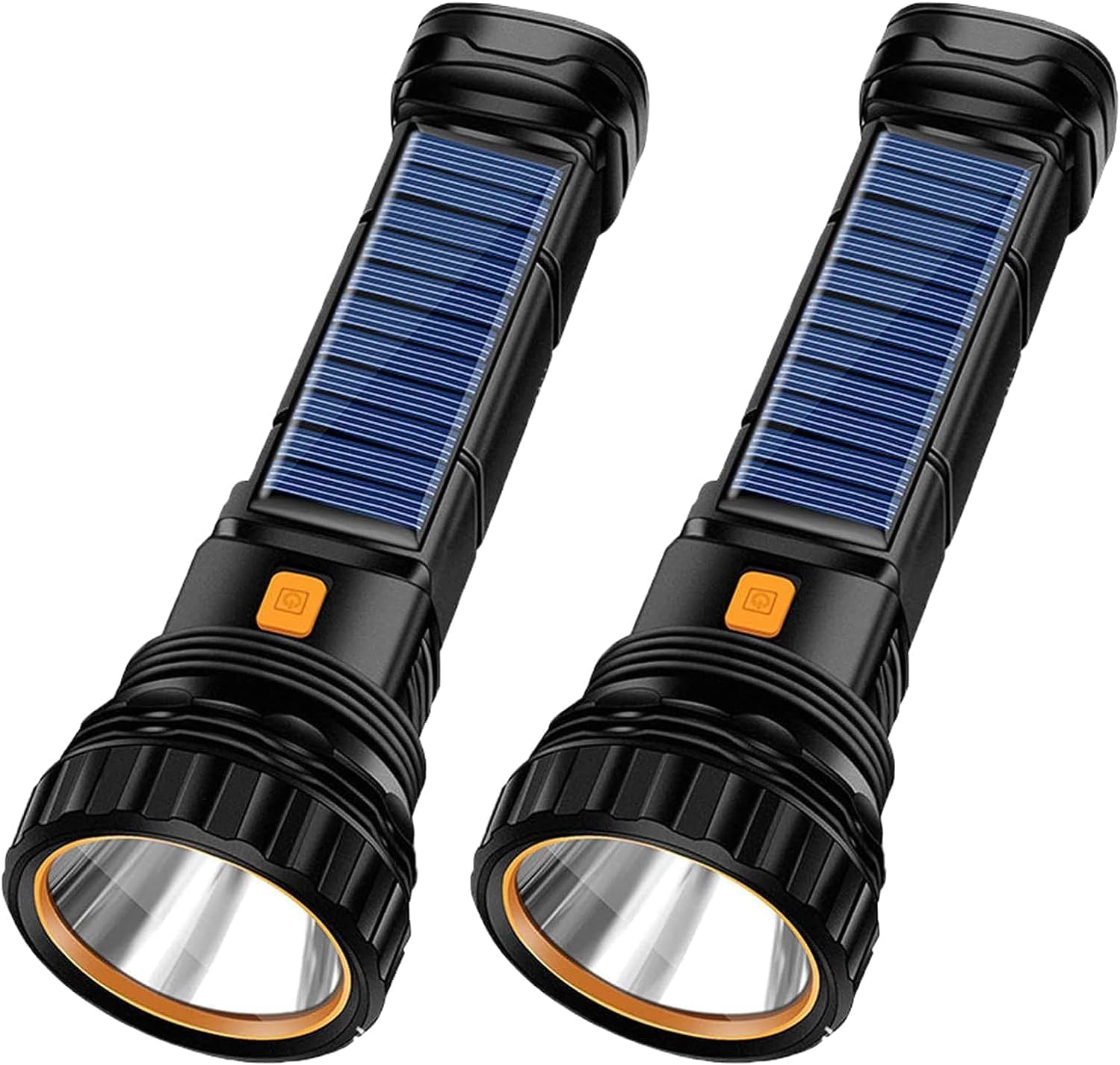 Zestaw 2 wielofunkcyjnych latarek LED zasilanych energią słoneczną z awaryjnym światłem stroboskopowym i akumulatorem 1200 mA