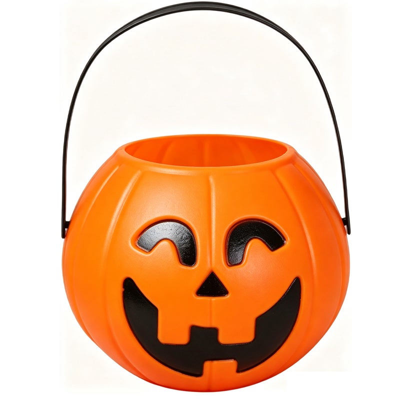 Wiaderko na Halloween w kształcie dyni, duża pojemność, wielokrotnego użytku, przenośne wiaderko na cukierki z uchwytem do dekoracji na Halloween
