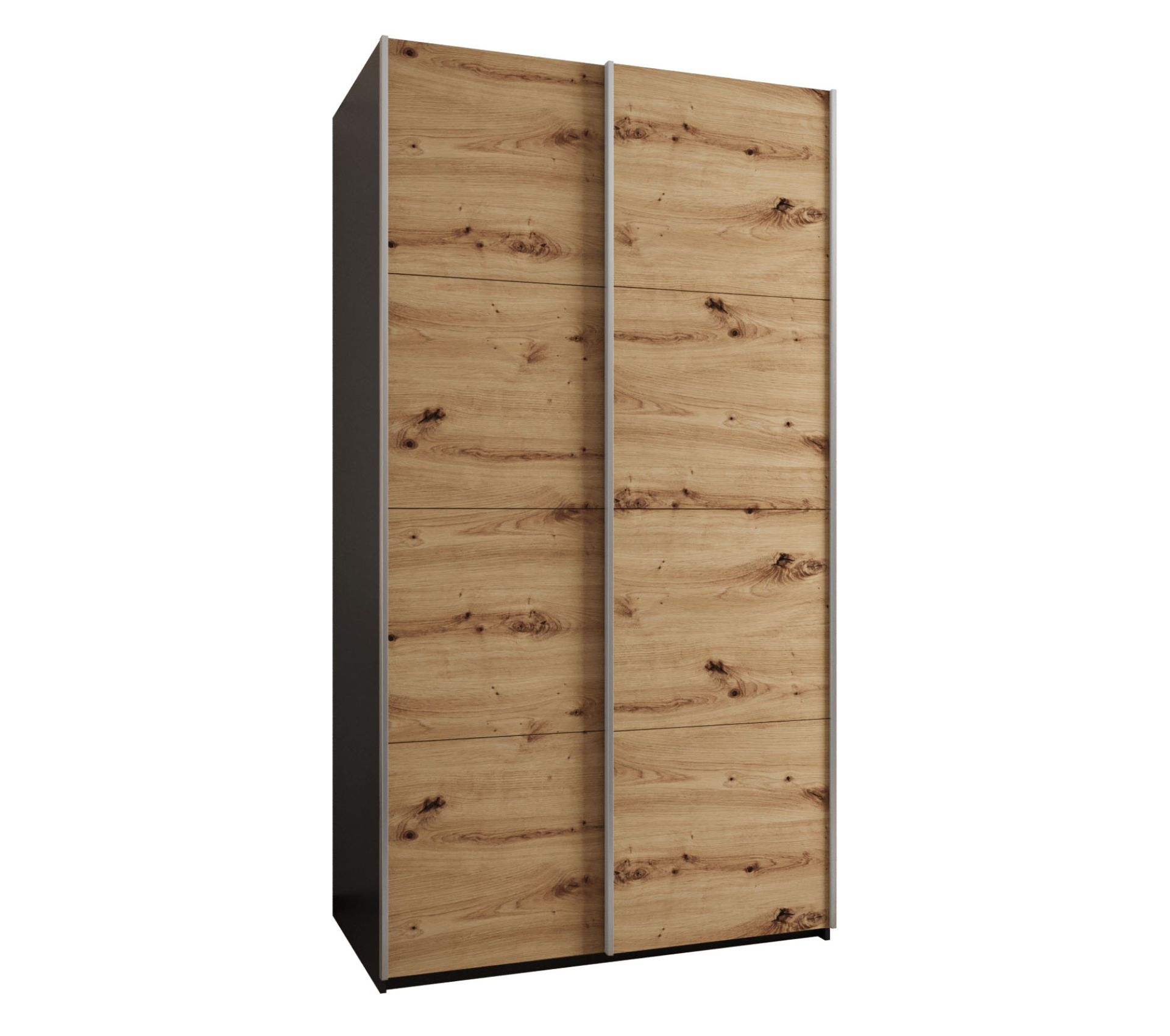 Szafa przesuwna wysoka Lux 1 130 x 64 x 245,5 cm czarny + artisan + u. srebrny - Abiks Meble