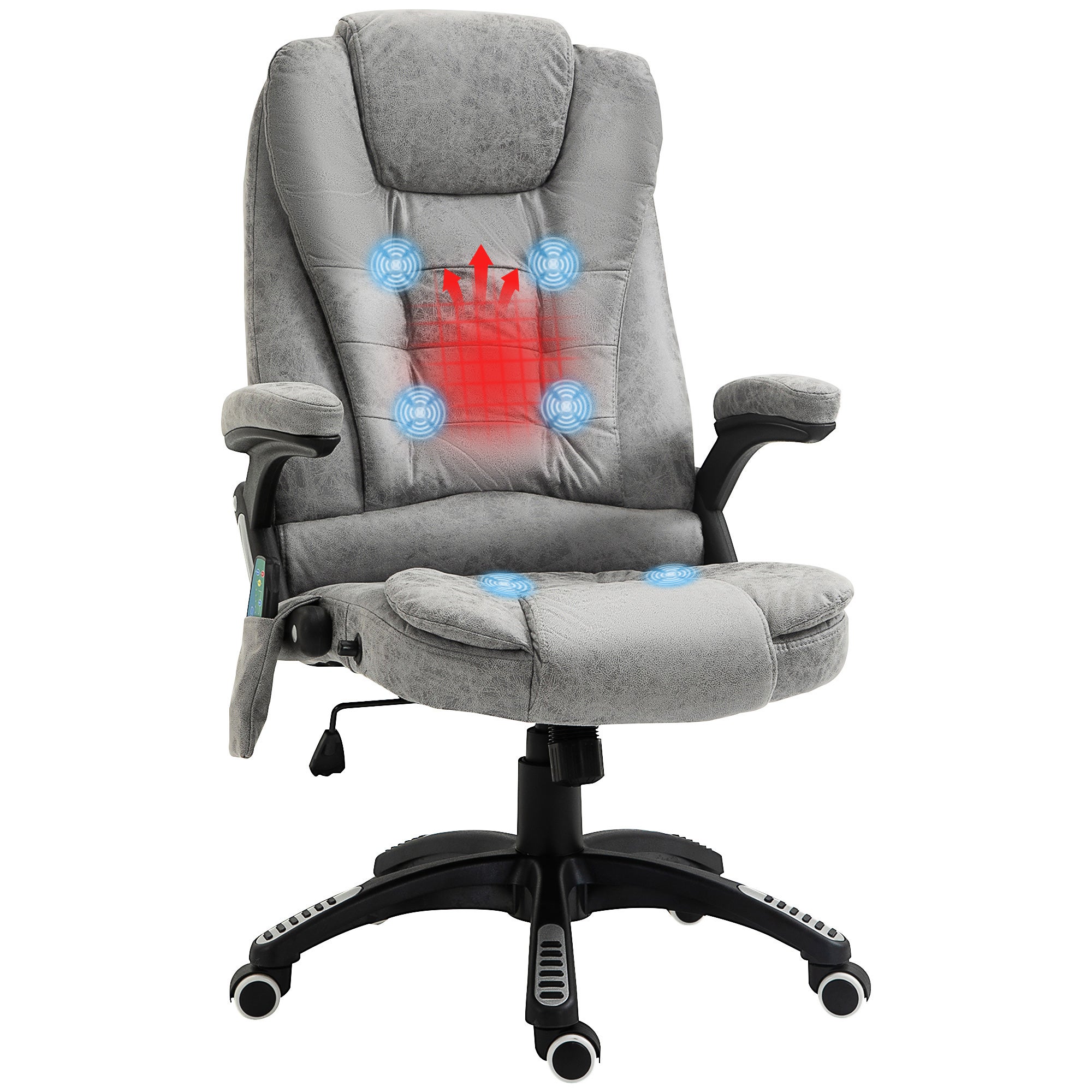 Fotel biurowy z funkcją masażu i podgrzewania, ergonomiczny, regulowany, do 120 kg, szary