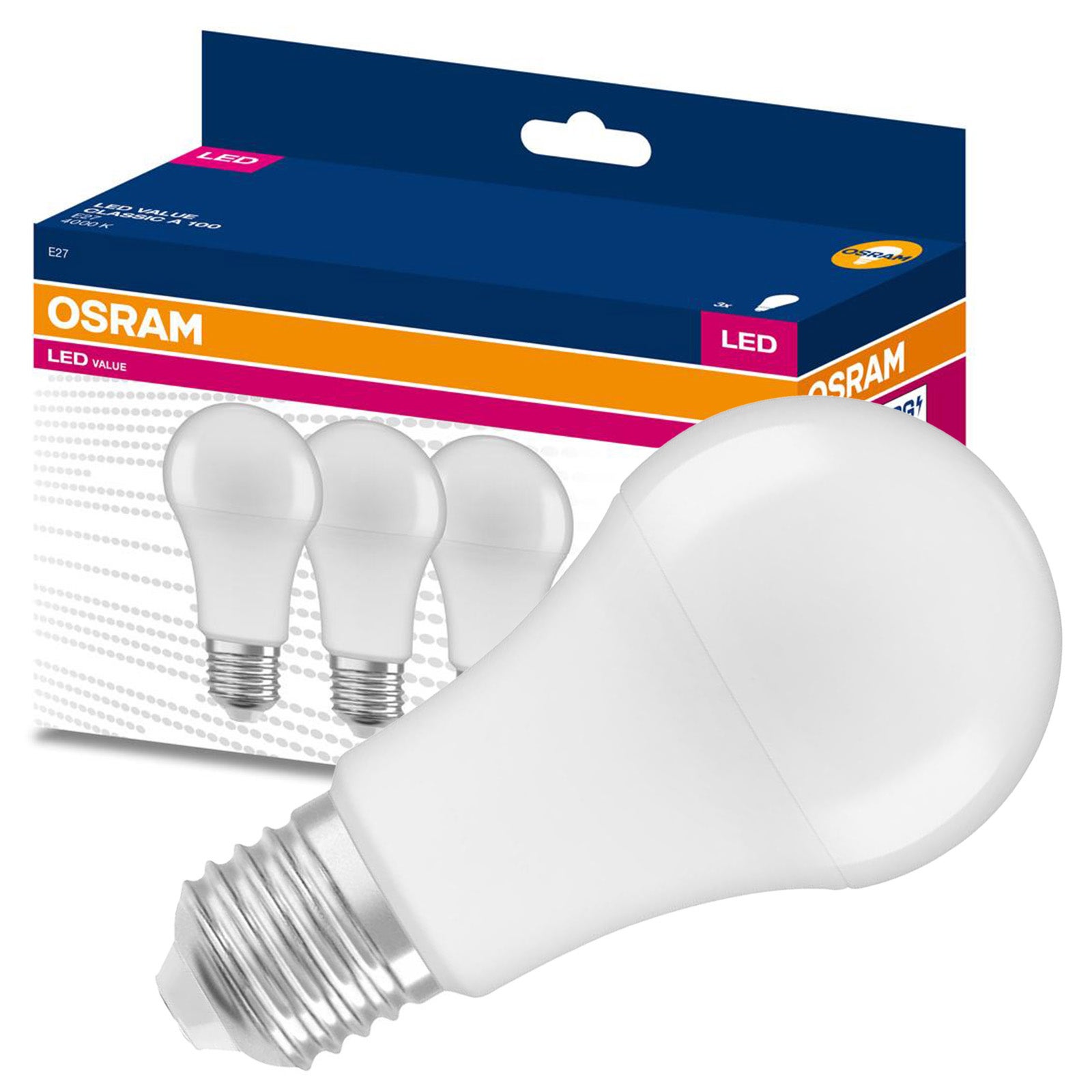 3x Żarówka LED A60 E27 13 W = 100 W 1521lm 4000K Neutralna biel 200st. VALUE CLASSIC Osram