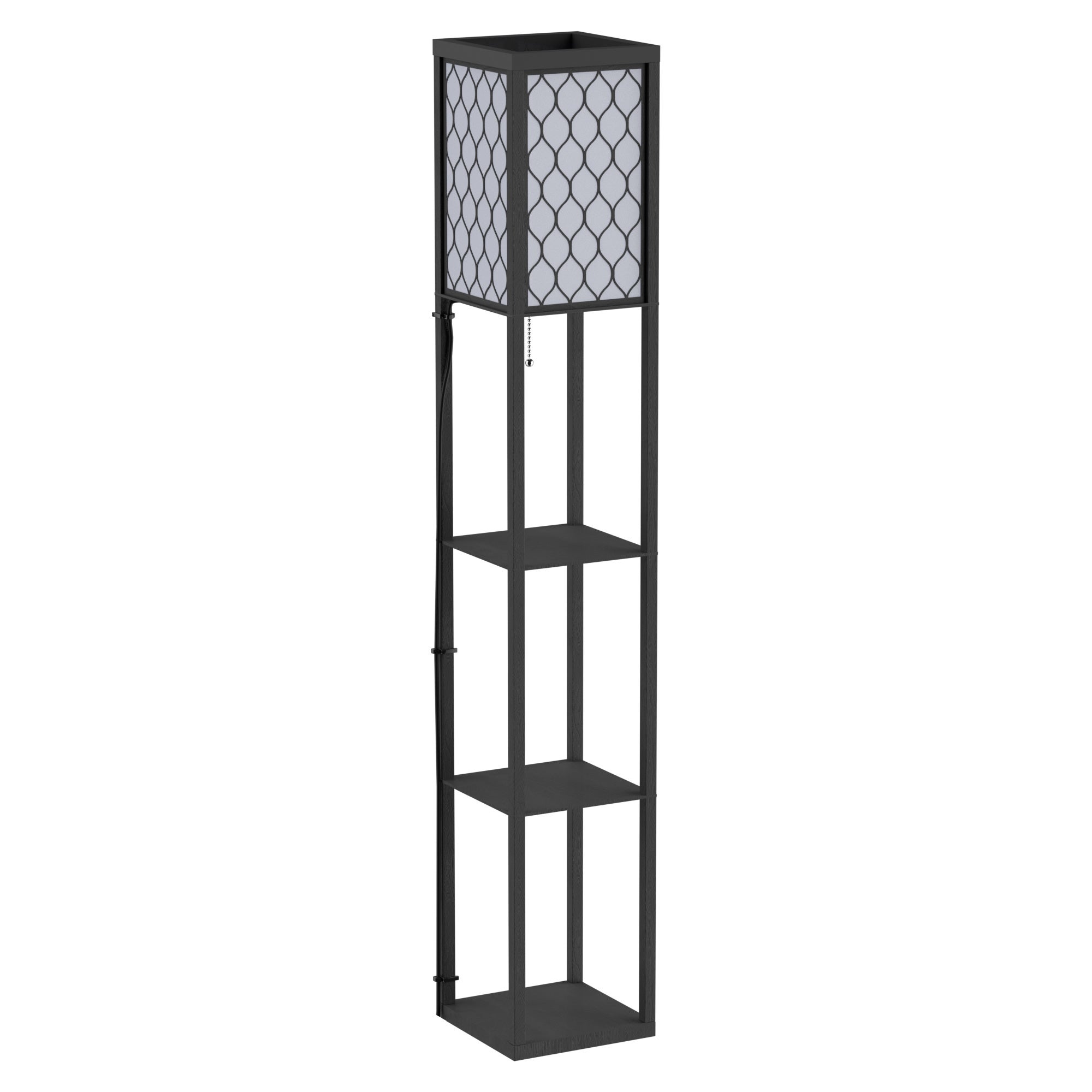 Lampa podłogowa 2 w 1 z 3 półkami, E27, czarno-biała