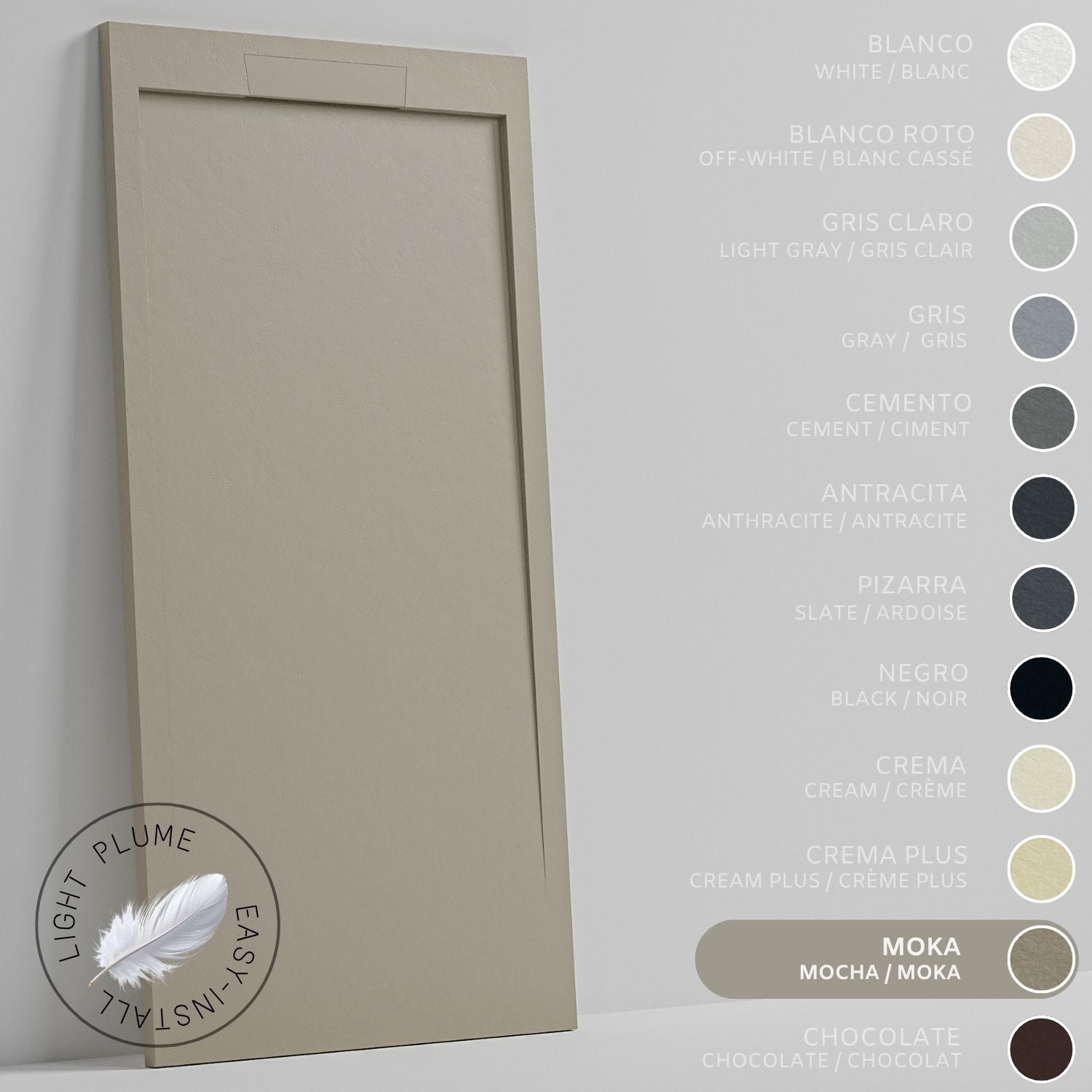 SOULHOME Lekki Brodzik z Żywicy tekstura Łupka – Moka- 180x80- Niski 3cm– Elegancki SAME