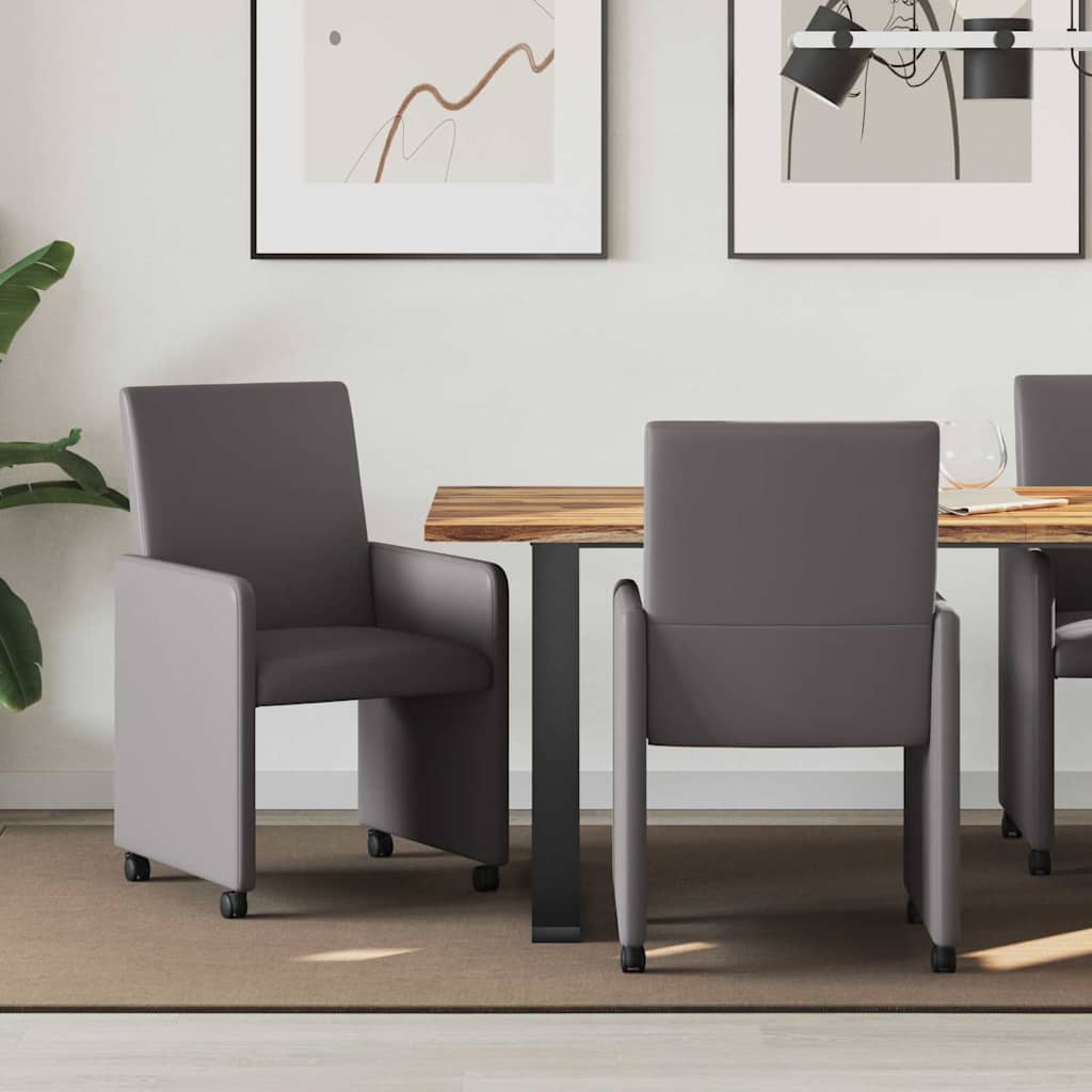 Krzesełka jadalne na kółkach 2 pcs Szary 57 x 66 x 94 cm vidaXL