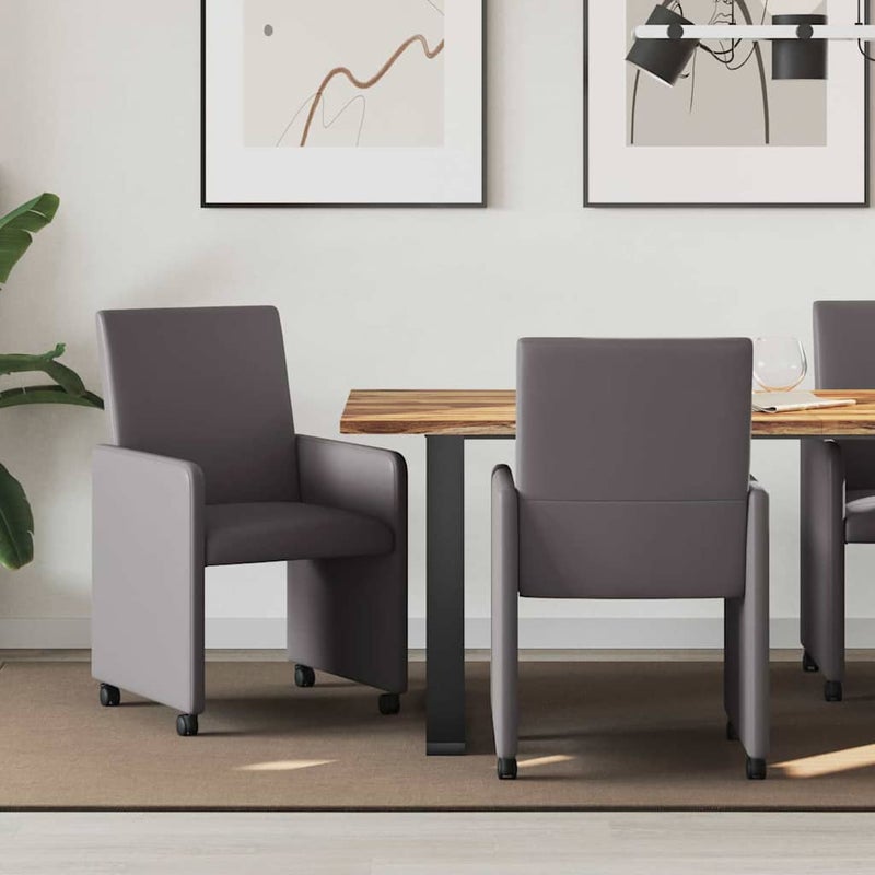 Krzesełka jadalne na kółkach 2 pcs Szary 57 x 66 x 94 cm vidaXL