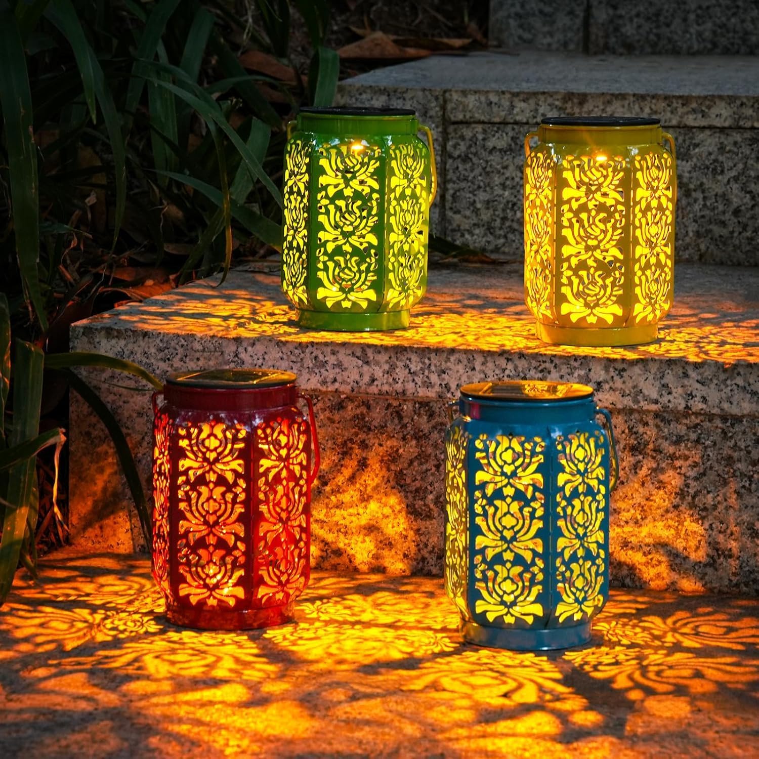 Zewnętrzna lampa ogrodowa zasilana energią słoneczną, 4 kolory, wodoodporna IP44, odpowiednia do stosowania na tarasach, stołach, dziedzińcach, ogrod