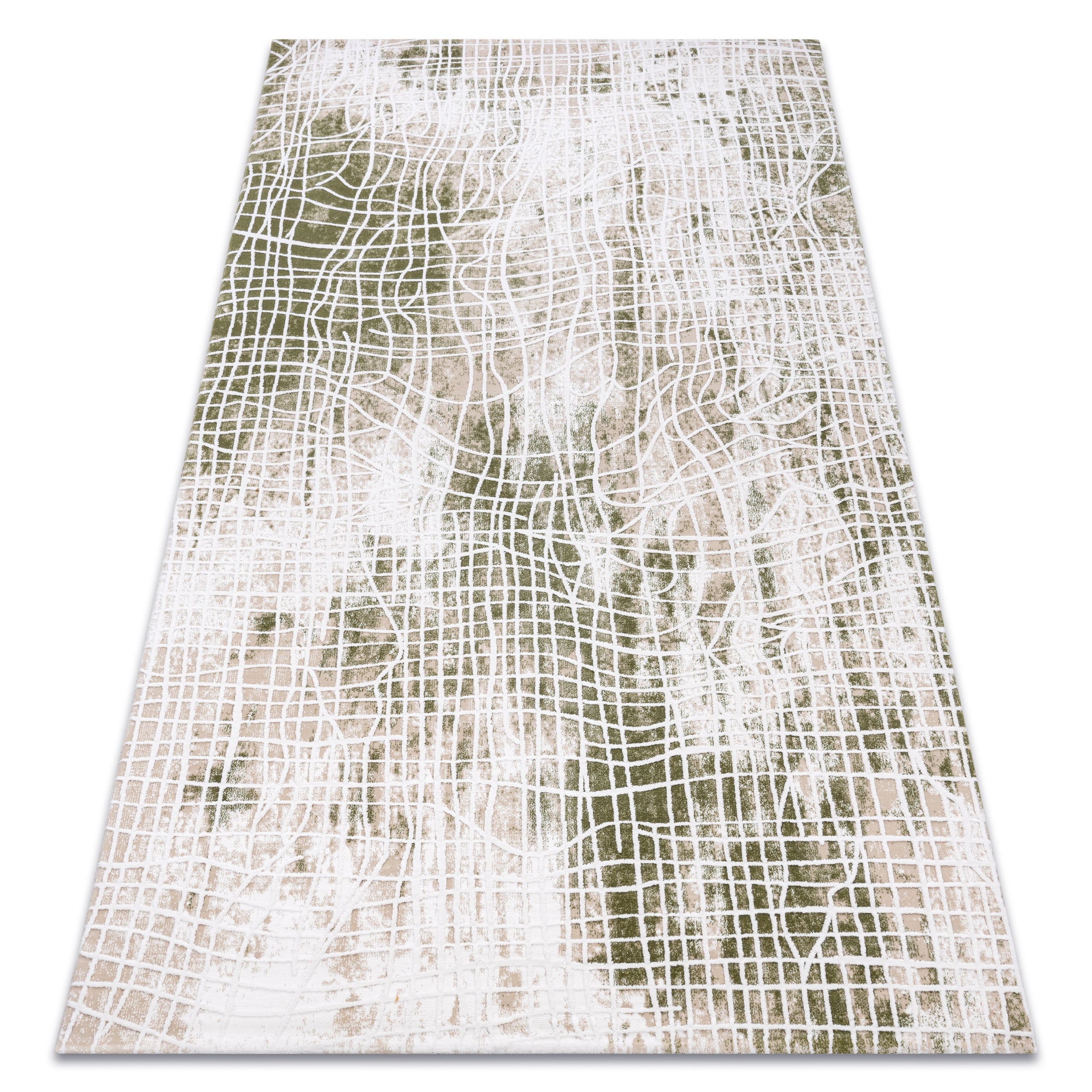 Dywan AKRYL USKUP 9483 kość słoniowa / zielony 80x300 cm