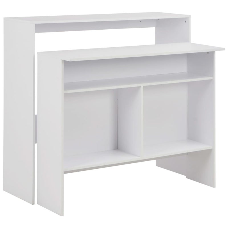 vidaXL Stół barowy z 2 blatami, biały, 130 x 40 x 120 cm