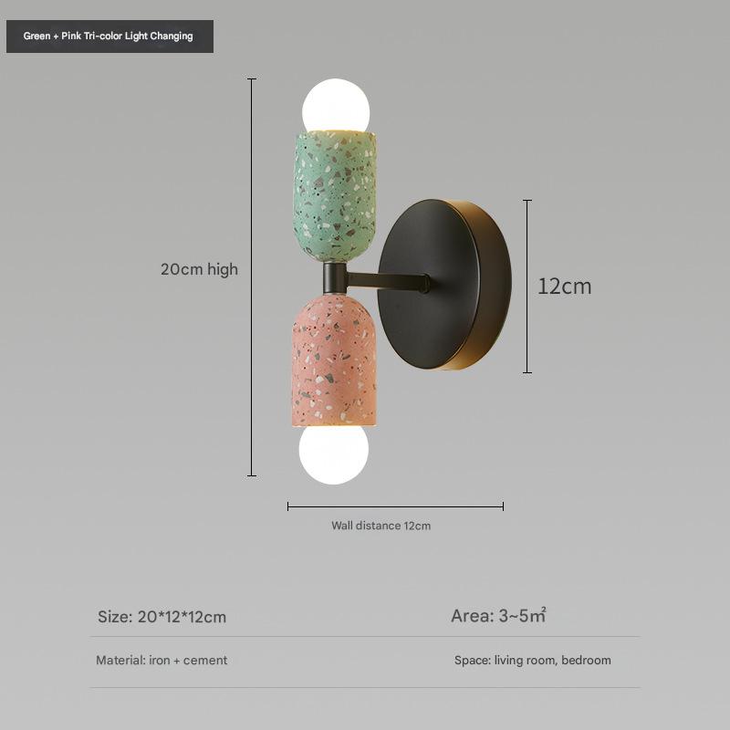 Lampa ścienna w stylu Memphis, odpowiednia do przedpokoju i na balkon; designerski styl retro, oświetlenie korytarza, światło w trzech kolorach.