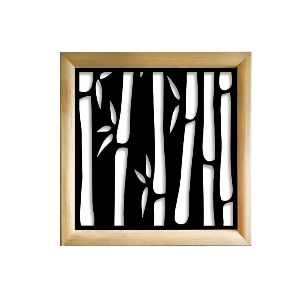 BAMBOO - Kwadratowe moduły dekoracyjne z drewna i PVC - Rozmiar 73x73 cm - Grubość 64 mm - Kolor wewnętrzny CZARNY