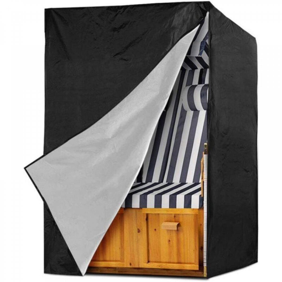 Pokrowiec na leżak plażowy - 210D - Wodoodporny - Odporny na rozdarcia i promieniowanie UV - Czarny - 135 x 105 x 175/140 cm