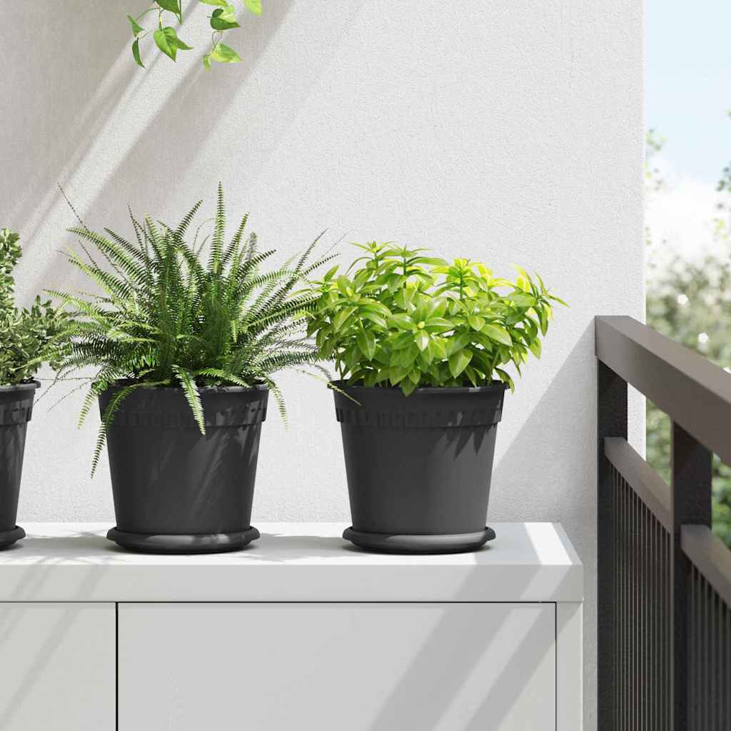 Okrągła doniczka na kwiaty 24 pcs Czarny Ø 19 x 16 cm vidaXL