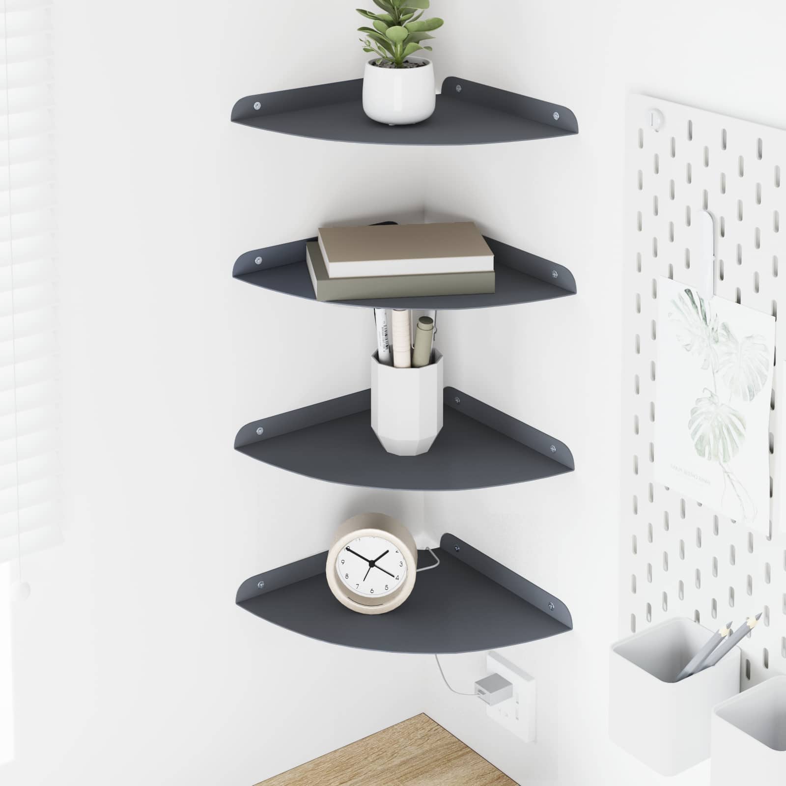 Półka wisząca z półką 4 pcs Antracyt 24 x 24 x 2,3 cm vidaXL