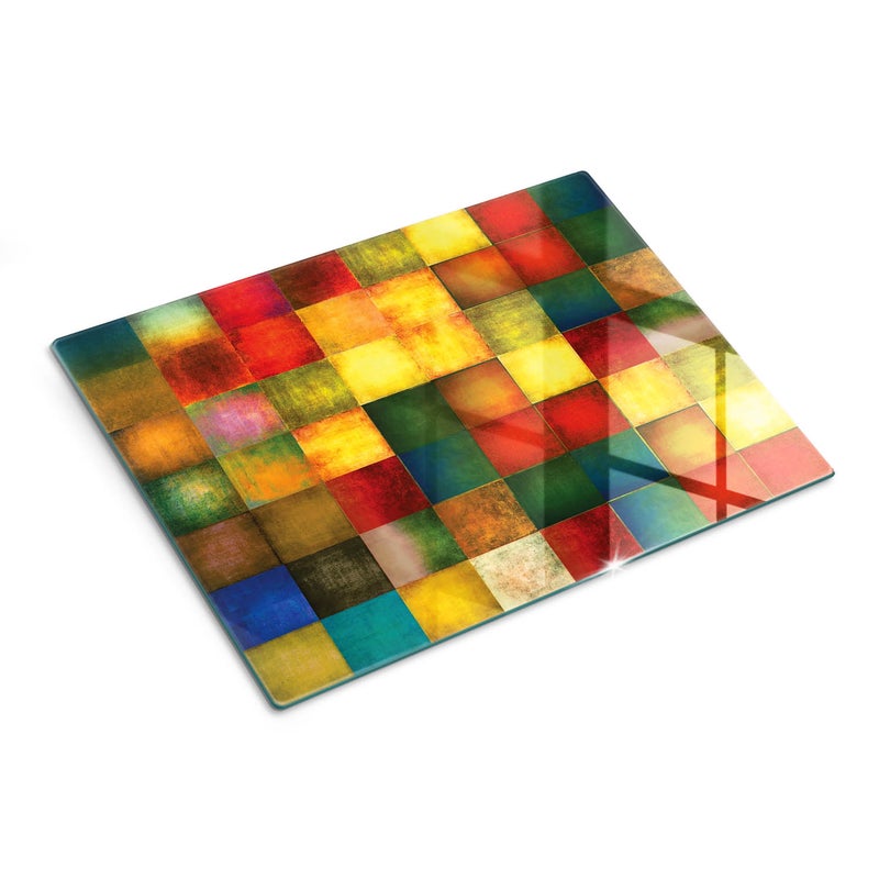 Designerska szklana deska do krojenia z ozdobną grafiką - Wzór Geometryczny - 30x40 - Tulup