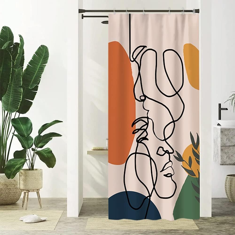 Abstrakcyjna zasłona prysznicowa, odporna na pleśń i wodę, zmywalna, poliester, 90 x 180 cm.