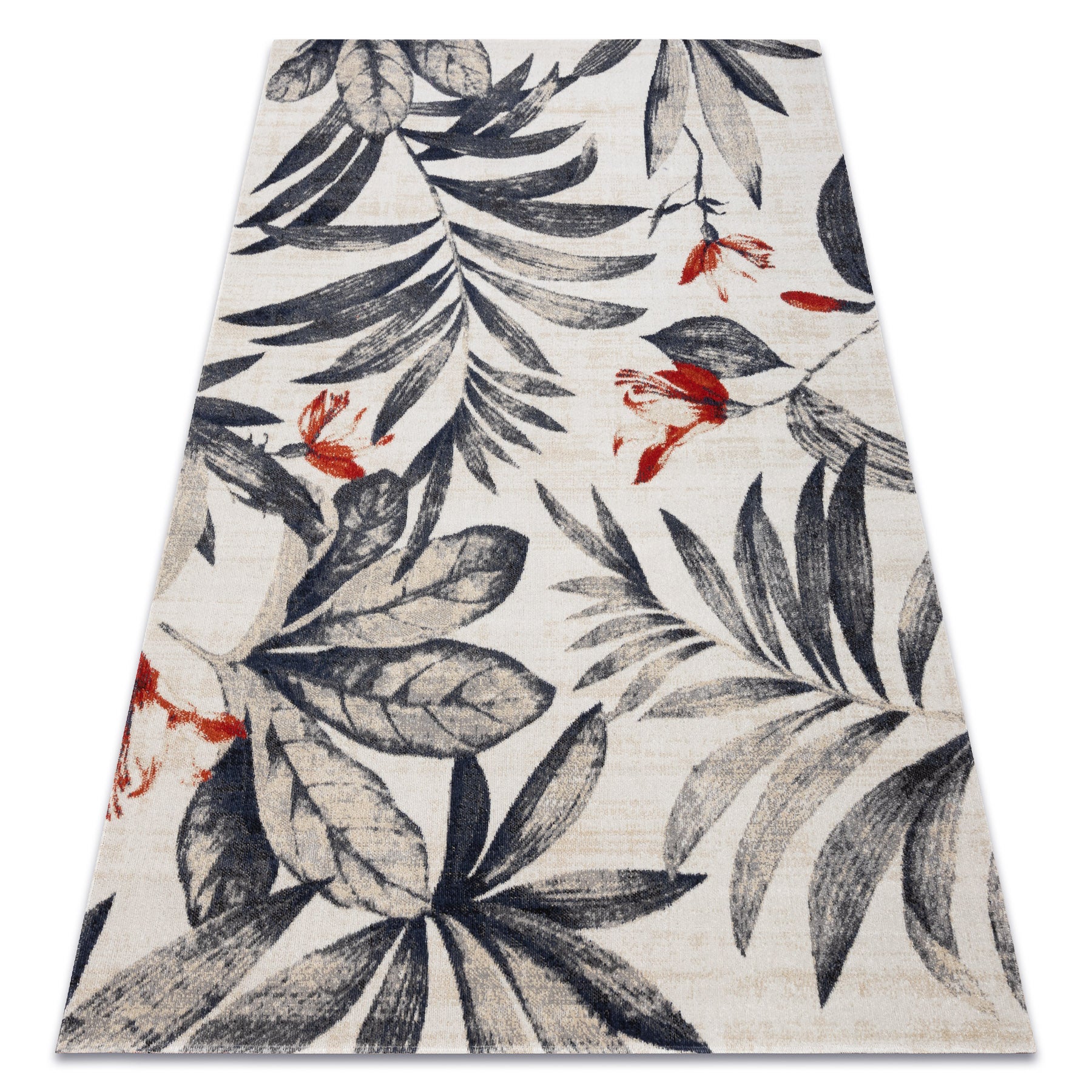Dywan nowoczesny MUNDO E7181 liście outdoor beż / niebieski 80x250 cm