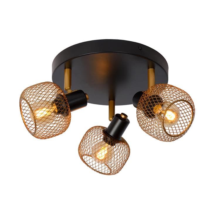 Lampa sufitowa MAREN czarno-złota 3xE14x40W metal wym:14,5x37x37cm IP20 Lucide