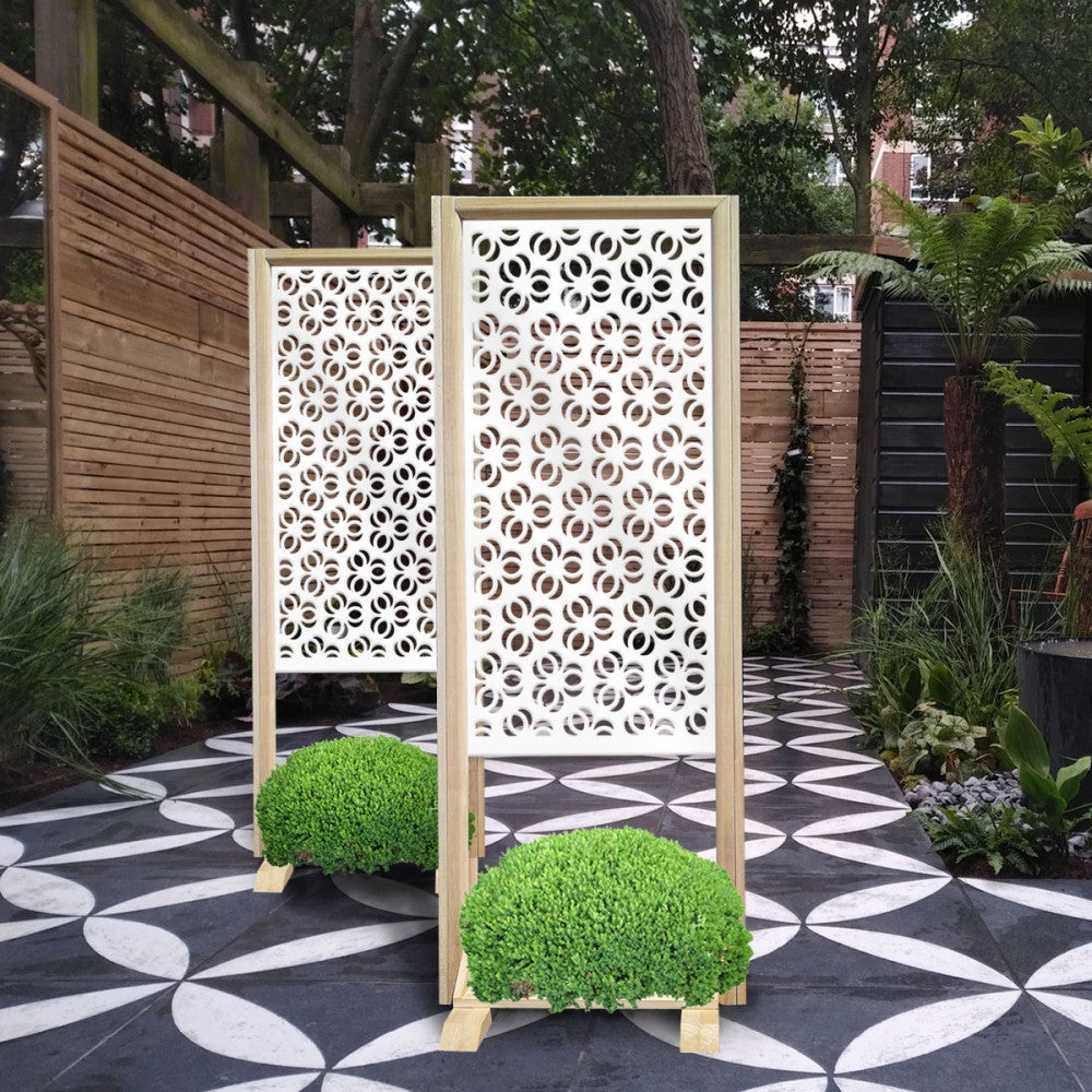 ELLISSE - Separator - Wolnostojący modułowy ekran - 70x190 cm - Wykonany z drewna i PVC, kolor wewnętrzny BIAŁY
