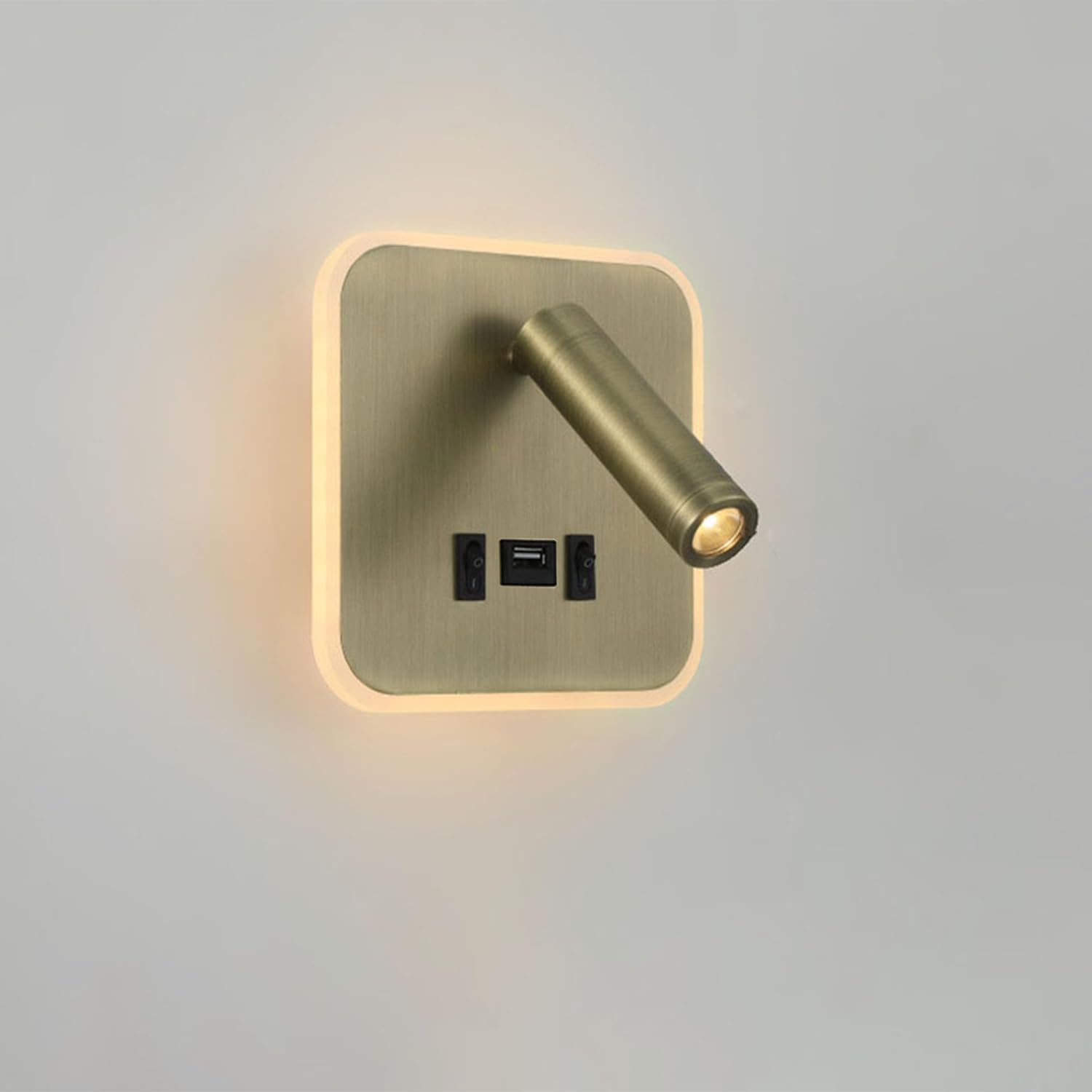 Kinkiet LED z 2 przełącznikami, portem ładowania USB, ściemnialny kinkiet do sypialni, 3000K (3W+10W).