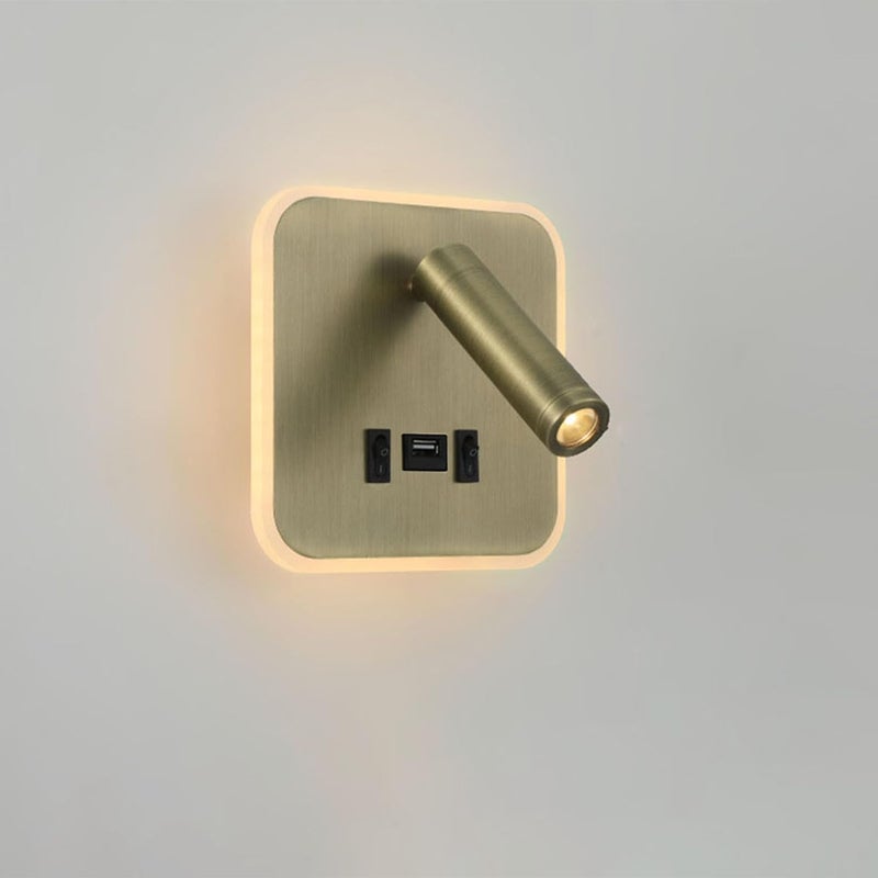 Kinkiet LED z 2 przełącznikami, portem ładowania USB, ściemnialny kinkiet do sypialni, 3000K (3W+10W).