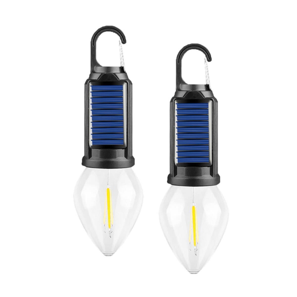 2-częściowa lampa kempingowa LED zasilana energią słoneczną, ciepłe światło, żarnik wolframowy, 3 tryby oświetlenia