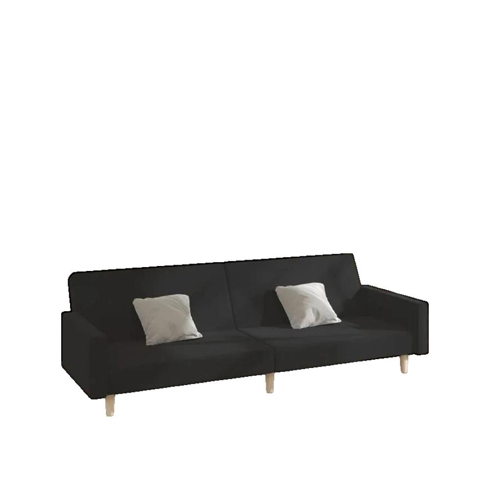 Sofa rozkładany vidaxl 2-osobowy czarny tkanina wygodny