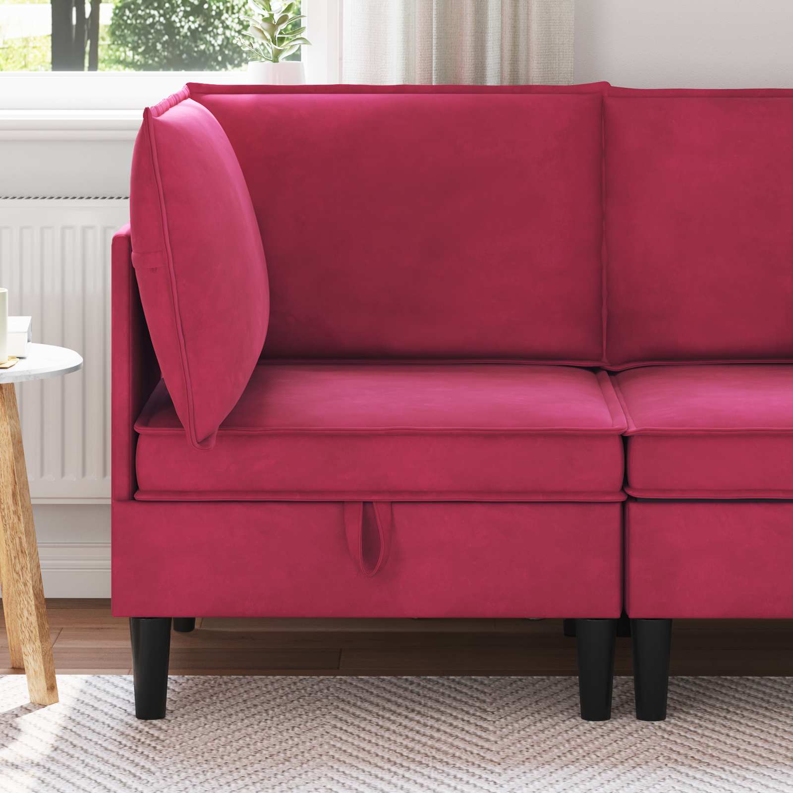 Sofa z miejscem do przechowywania Czerwone wino Welur vidaXL