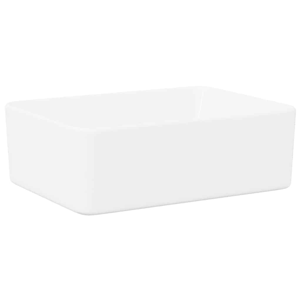Umywalka Nablatowa Ceramiczna Prostokątna Biała do Łazienki 40 cm