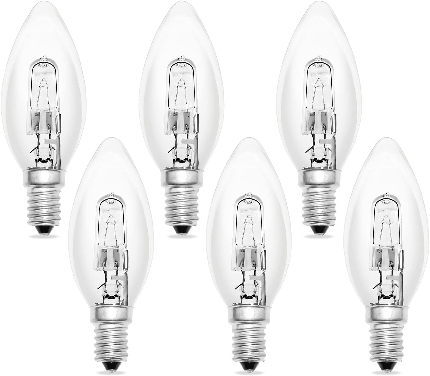 Zestaw 6 żarówek świecowych C35 E14 230 V, 28 W, przezroczystych, ściemnialnych, ciepła biel 2700 K, żarówki świecowe C35 do żyrandoli, kinkietów, lam