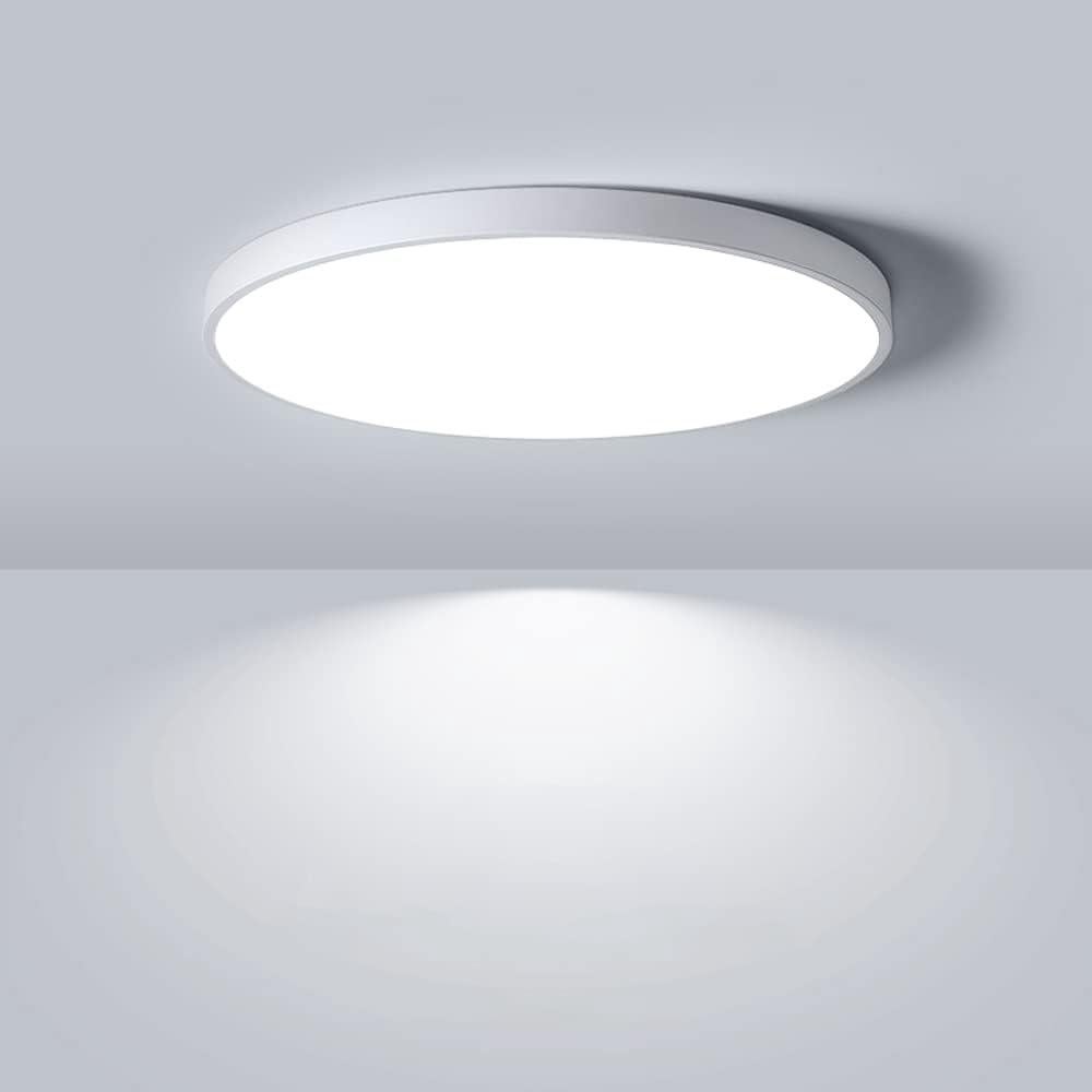 9-calowa wpuszczana lampa sufitowa LED, 5000K, białe światło dzienne, 1800 lm, 18 W, nowoczesna płaska okrągła oprawa świetlna, równoważna 180 W, biał