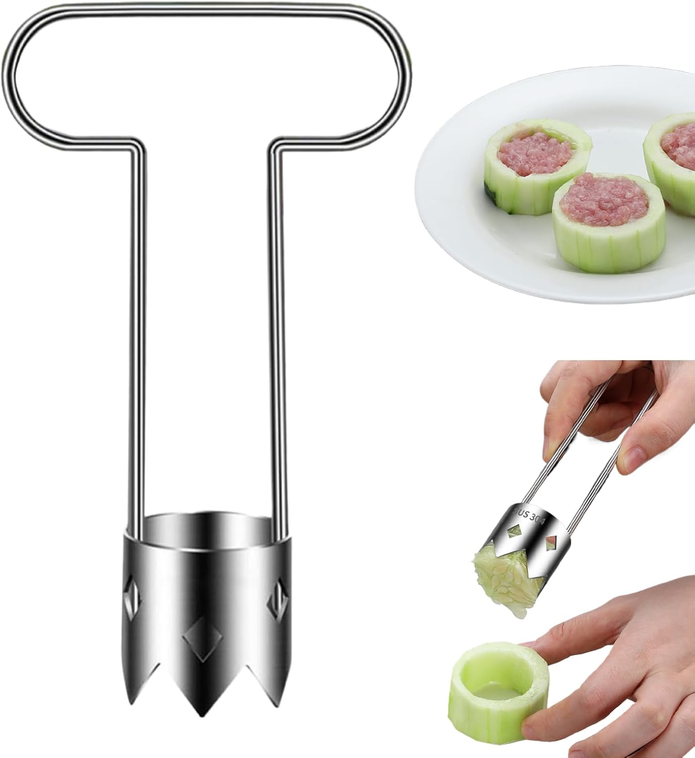 Wydrążarka do owoców | Obieraczka do owoców | Ergonomiczna, przenośna rączka ze stali nierdzewnej do pomidorów, kiwi i warzyw, do kuchni domowe