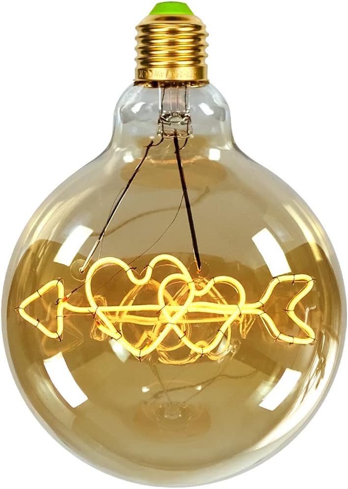 Żarówki LED vintage Big Globe G125 4 W 220/240 V Motyw strzały Kupidyna Ciepły żółty