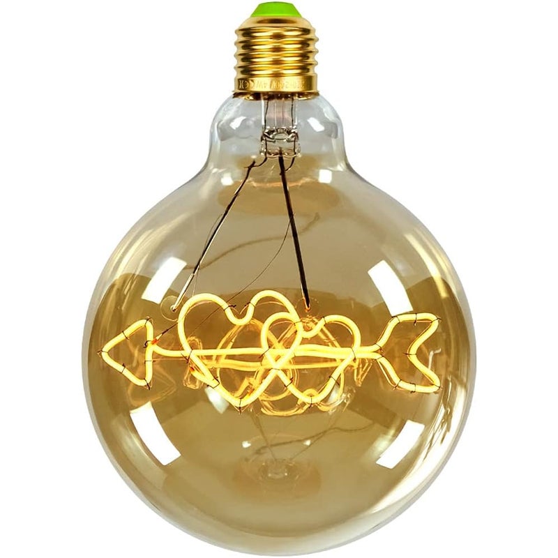 Żarówki LED vintage Big Globe G125 4 W 220/240 V Motyw strzały Kupidyna Ciepły żółty