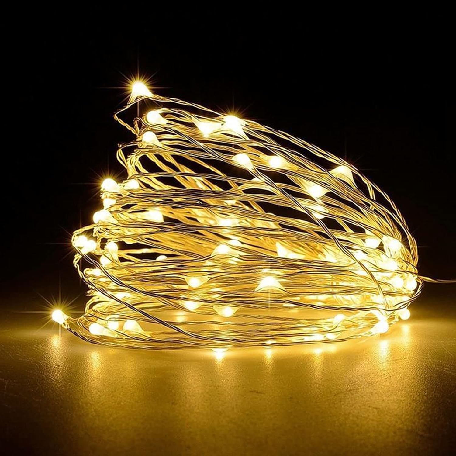 Lampki LED zasilane bateryjnie, 50 sztuk, z drutu miedzianego, do wnętrz i na zewnątrz, do sypialni, na wesele
