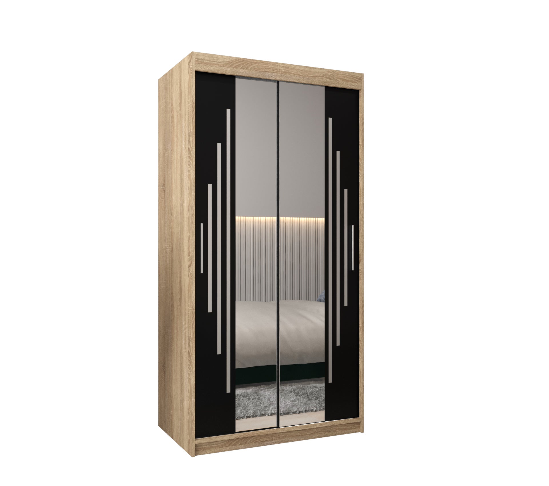 Szafa przesuwna garderoba York 1 100 x 62 x 200 cm Sonoma + Czarny - Abiks Meble
