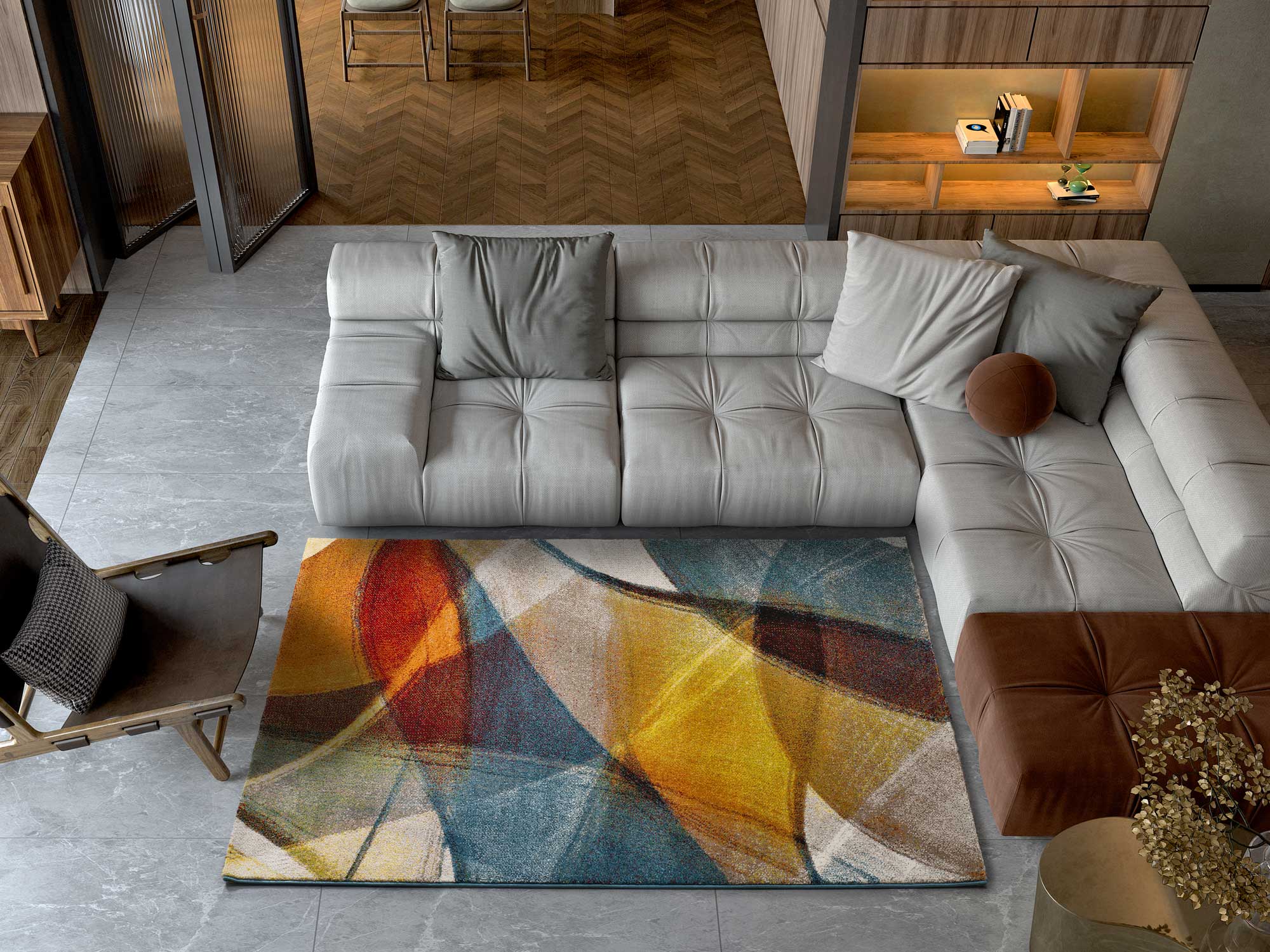 Prostokątny wielokolorowy dywan do wnętrz 80 x 150 cm LEIRE geometryczny - ATTICGO