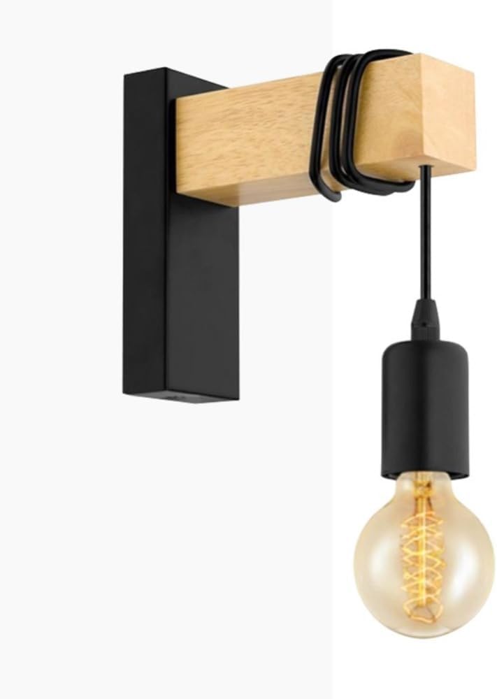 Lampa ścienna LED z naturalnego drewna z oprawką E27, w stylu retro nordyckim, idealna do korytarza, sypialni i salonu (klasa energetyczna A+++).