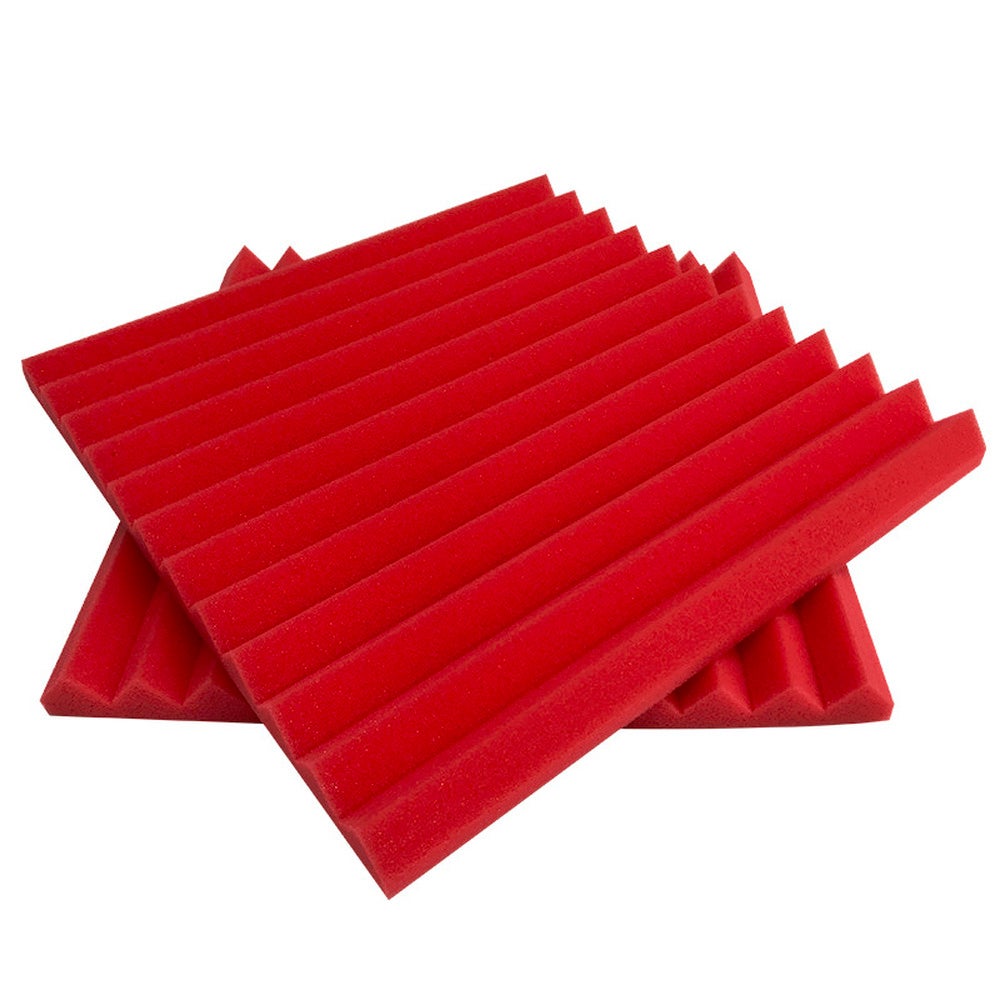 Pakiet 12 paneli akustycznych, panele z pianki akustycznej 30 x 30 x 2,5 cm, dźwiękochłonna wyściółka o wysokiej gęstości, czerwona