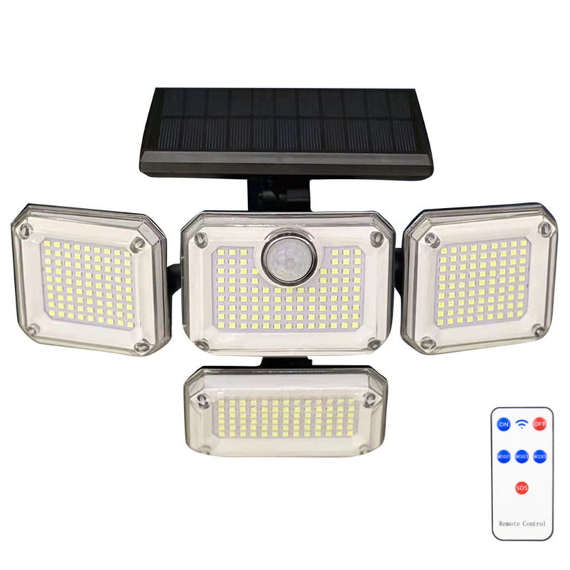 Zewnętrzne lampy solarne z czujnikiem ruchu 333 LED, zasilane energią słoneczną, wodoodporne IP65, 3 tryby oświetlenia