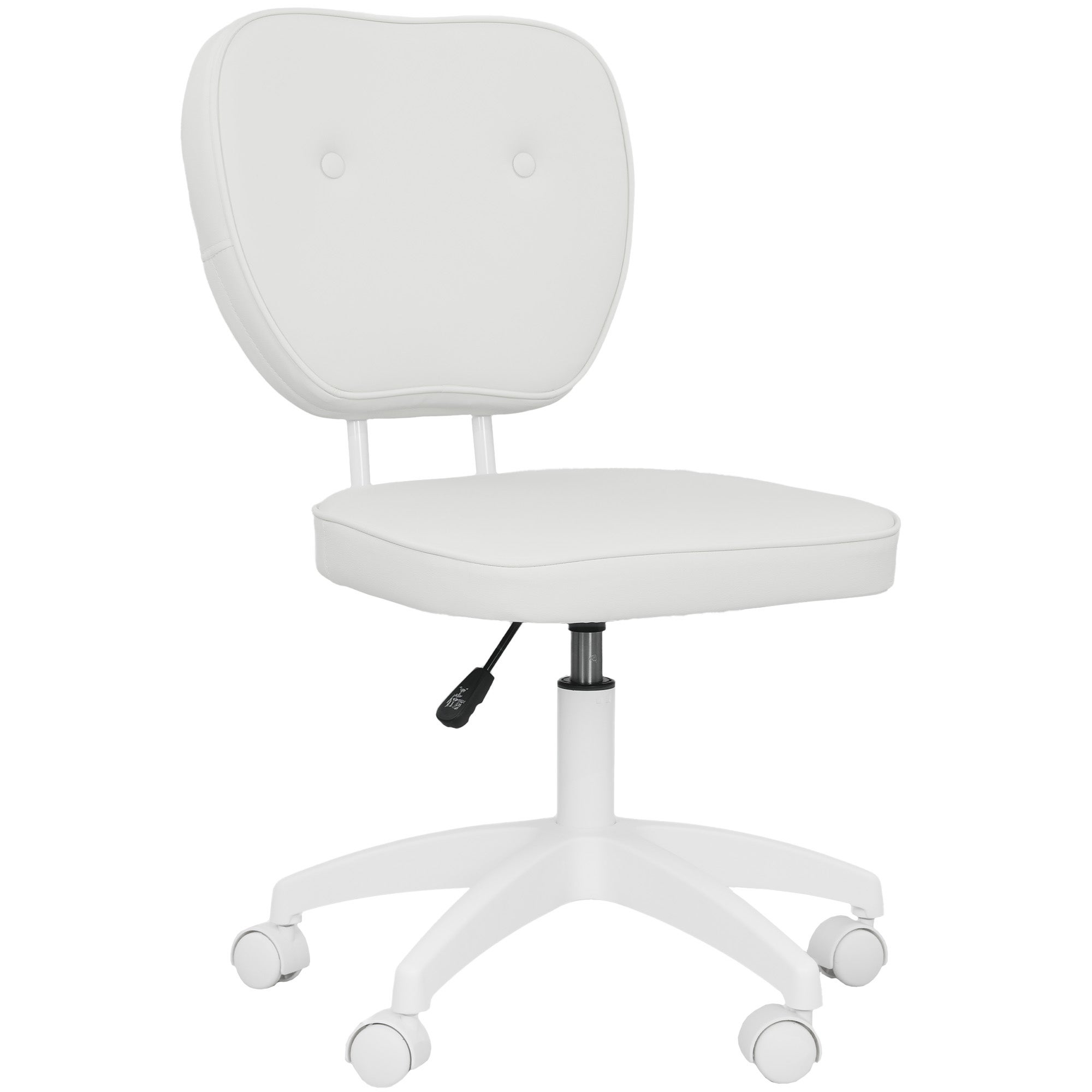 Krzesło biurowe bez podłokietników, krzesło do biurka, regulowana wysokość, obrót 360°, 46 x 59 x 82-92 cm, białe